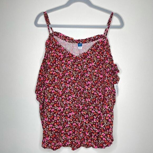 Old Navy floral maroon spaghetti strap tank top‎ - Picture 1 of 7
